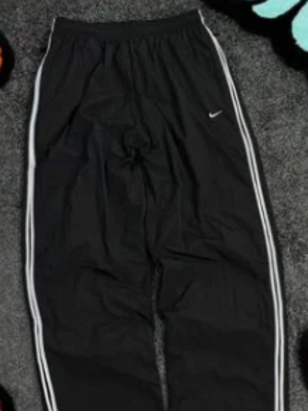 Nike Black Track Pants with White Side Stripes